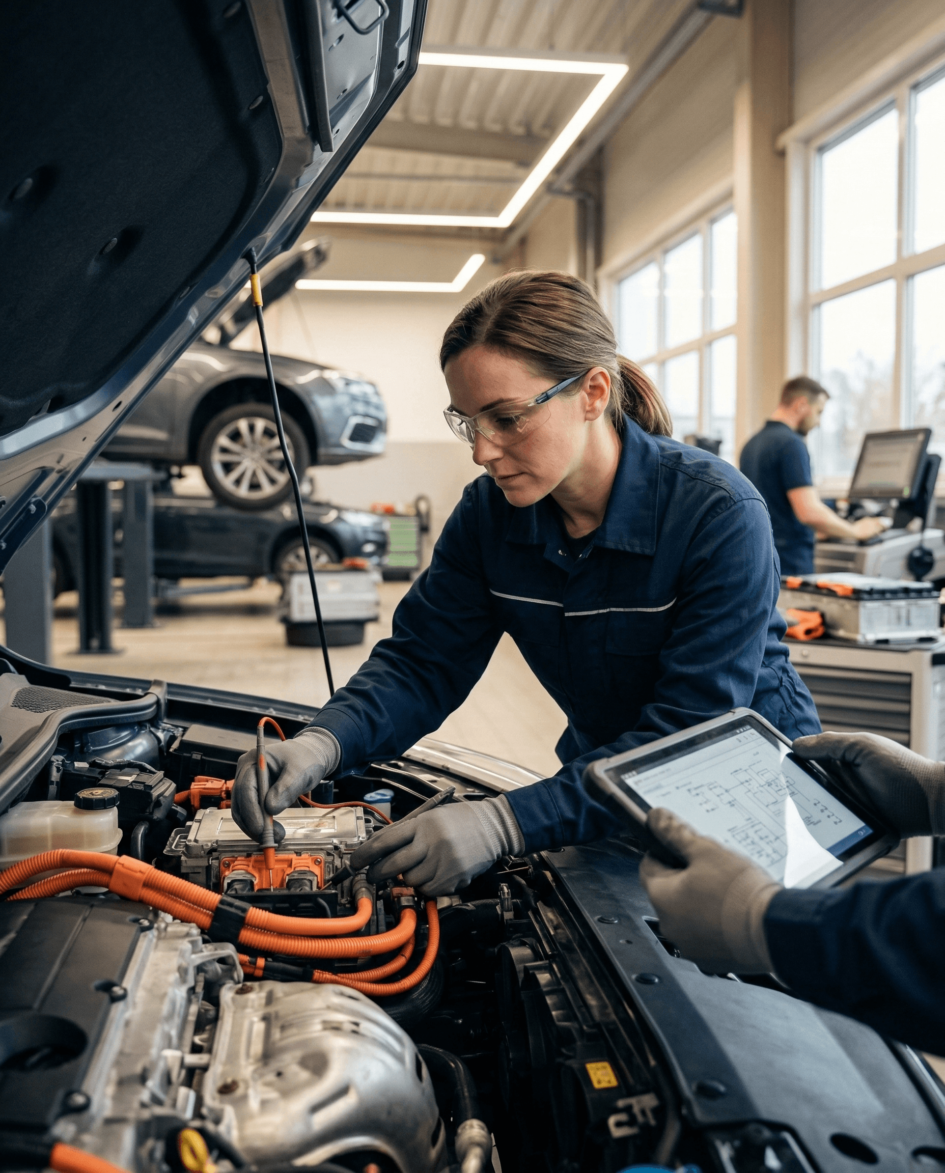 Addetti alla manutenzione di veicoli ibridi ed elettrici